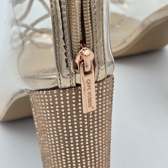NWOT Cape Robbin Lookey Rose Gold Clear See-through Transparent Heeled Booties - Picture 5 of 16